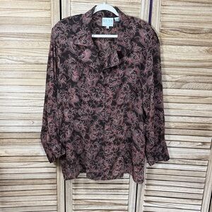 Russ Women's Blouse - Black and Brown Paisley 20W